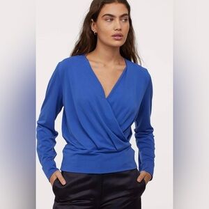 H&M Elegant Blue Women’s wrap around too long sleeve -S